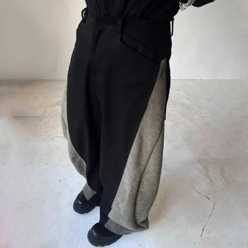 AIDASE  -  New In Mens Y2k Trousers 2025 Spring Autumn Street Handsome Two-Tone Casual Pants Fashion Elastic Waist Wide-Leg Mopping Pants aidase-shop